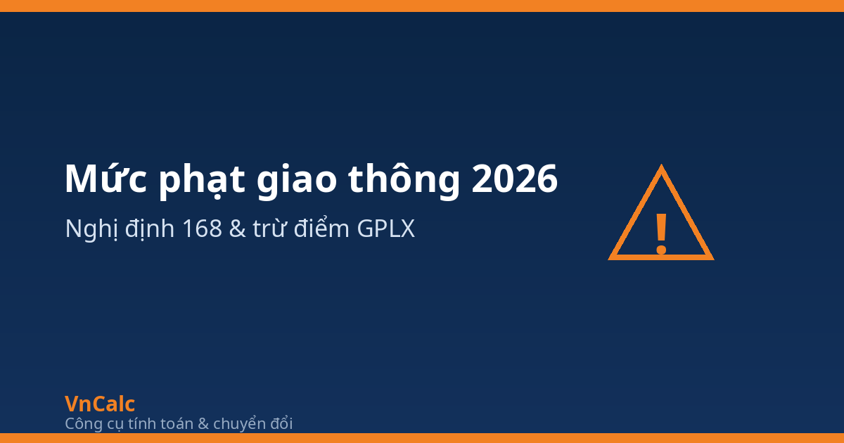 Mức phạt giao thông 2026: Nghị định 168 và trừ điểm