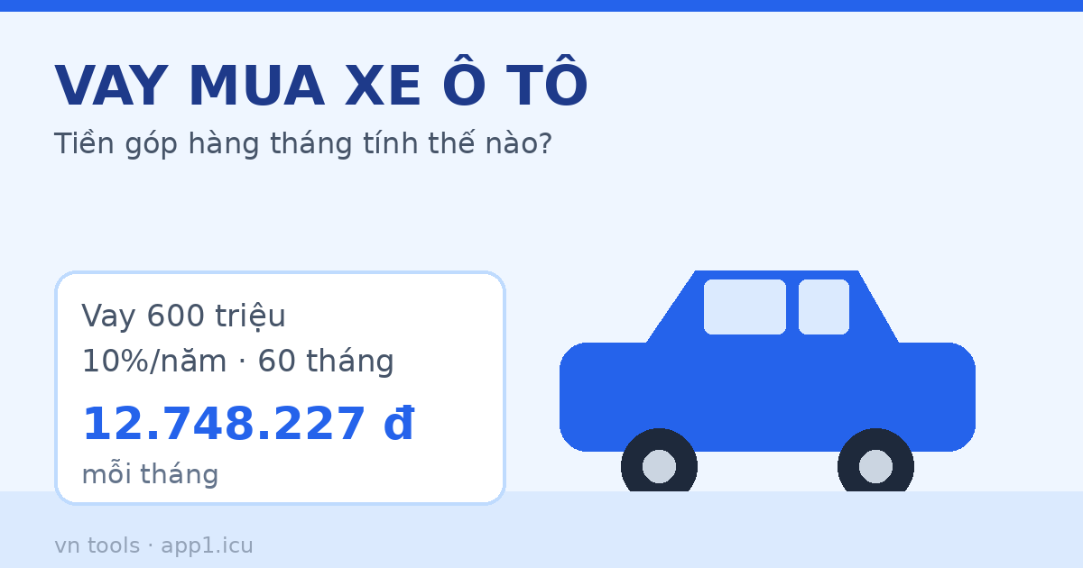 Cách tính lãi vay mua xe ô tô và tiền góp hàng tháng
